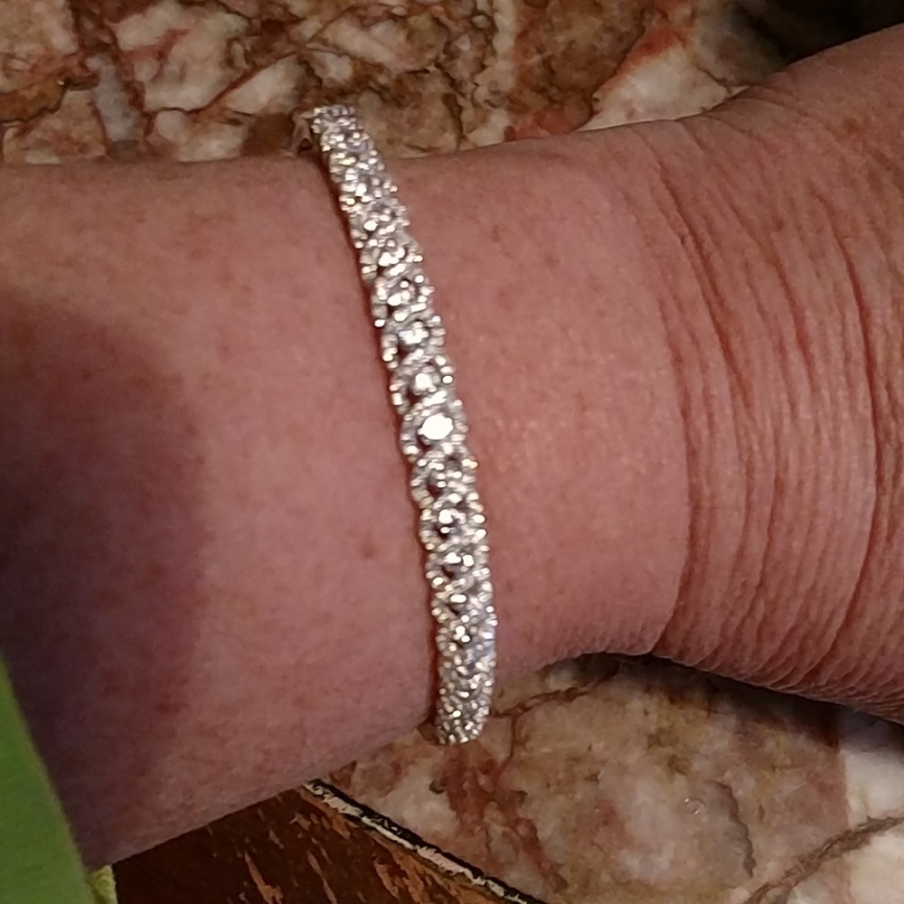 Epiphany platinum clear CZ sterling bracelet